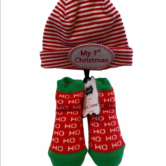 ONLY 1 LEFT!!! Mud Pie: Newborn Bundle- Hat & Socks - Picture 1 of 3